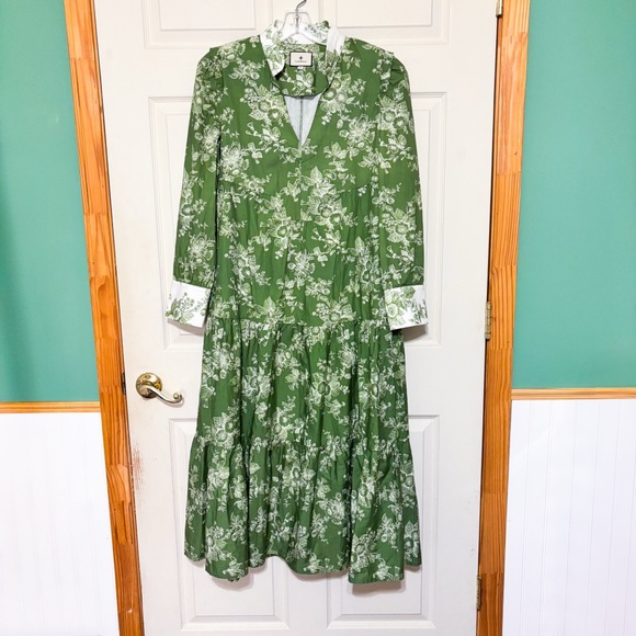 Tuckernuck Provence Toile Bristol Dress Size M Green White - Picture 1 of 16